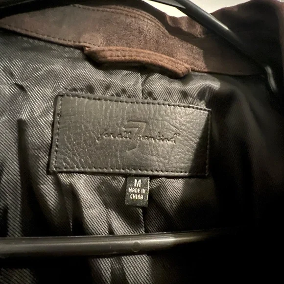 7 for All Mankind Men's Brown Leather Jacket - Picture 3 of 4